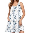 thumbnail image 2 of Women Summer Dresses Women Casual Loose Summer Printed Dress Sleeveless V-neck Top/shirt Set C White S, 2 of 7