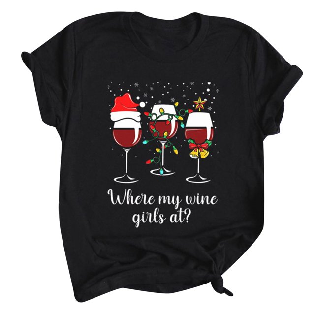 Gibobby Tops navideños para Mujer Tops navideños casuales para mujer, camiseta de manga corta con estampado navideño de cuello redondo, blusa holgada de(B,XG)