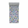 thumbnail image 2 of Ambesonne Abstract Fitted Sheet & Pillow Sham Set, Colorful Flowers and Buds, Queen, Multicolor, 2 of 3