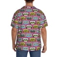 thumbnail image 3 of KLL Retro Cassette Print Men's Shirt Short Sleeve Button Down Summer Cuba Beach Shirts- Small, 3 of 5