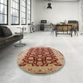 thumbnail image 4 of Ahgly Company Machine Washable Indoor Round Industrial Modern Red Area Rugs, 4' Round, 4 of 7