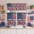 thumbnail image 2 of Independence Day Kitchen Curtains Valances 3 Piece Set, Country U.S. Flag Theme Red Poppy Blue Flower Rod Pocket Tier Curtain and Valance Drapes for Small Window 36 Inch Length for Bedroom Cafe, 2 of 9