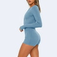 thumbnail image 6 of LYXSSBYX Bodysuits for Women Womens Sexy Bodysuit V-Neck Long Sleeve Yoga Rompers Workout Ribbed Pajamas Sport Jumpsuits Rompers, 6 of 9