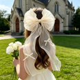thumbnail image 5 of 39.37 Inch Sheer Organza Bow Hair Clips with Long Ribbon Tassels for Bridal and Parties,Colour as Pictured, 5 of 6