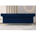 thumbnail image 3 of Blue Velvet Sofa with Stainless Steel Legs – Removable Washable Seat & Ergonomic Comfort Support for Modern Living Rooms, 3 of 5