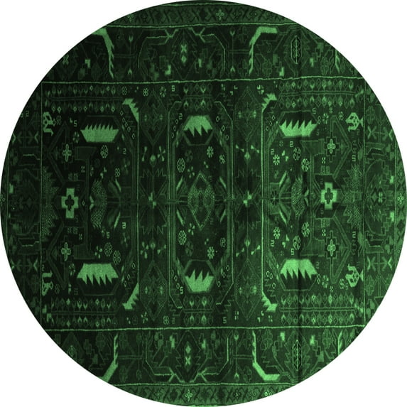 Ahgly Company Indoor Round Persian Emerald Green Traditional Area Rugs, 6' Round