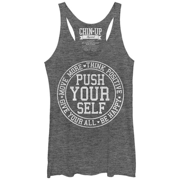 Women's CHIN UP Push Yourself Racerback Tank Top Gray Heather Medium