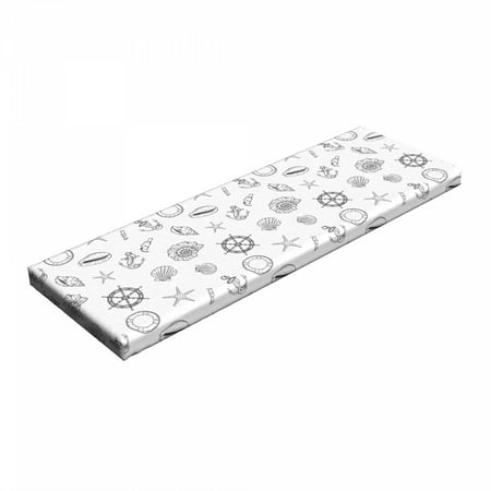 

Sea Shells Bench Pad Hand Drawn Monochrome Nautical Elements Helm Anchor Starfish Design HR Foam Cushion with Decorative Fabric Cover 45 x 15 x 2 White and Charcoal Grey by Ambesonne