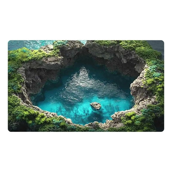 Stone Well Texture Indoor Outdoor Rug, Washable Extra Thick Anti- Carpet for Entryway, Front Door, Patio, Living Room and Bedroom Home Decor - All-Weather Floor Mat