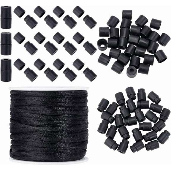 PH Breakaway Clasps with Lanyard String 30pcs 20x11mm Black Safety Clasp Bead Barrel Connector Clasp with 2mm x 10.9 Yard Cord for DIY Necklace Bracelet Necklace Clasp Jewelry Black