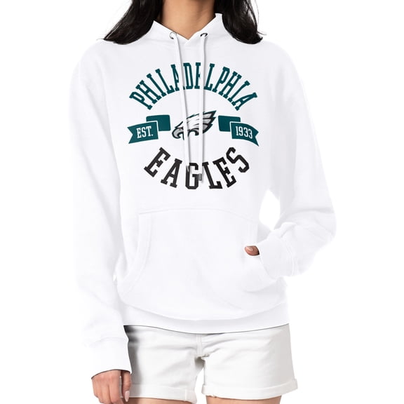 Women's G-III 4Her by Carl Banks White Philadelphia Eagles City Graphic Team Fleece Pullover Hoodie