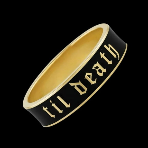 6mm Stacking Til Death Ring, Black Enamel Band Ring, Wedding Band, Promise Ring, Gift For Her Anniversary Gift 925 Sterling Silver Ring