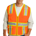 thumbnail image 3 of High Visibility Short Sleeve T-Shirts for Men Reflective Hi Vis Class 2 Surveyor Zippered Two-Tone Vest (Safety Orange, 5XL), 3 of 6