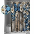 thumbnail image 3 of 60x72 Inch Shower Curtains for Bathroom Blue White Daisy Fabric Bath Curtain Decor Vintage Pastoral Butterfly Rustic Wood Waterproof Restroom Curtains Shower Set Accessories with 12 Hooks 60 Inch, 3 of 6