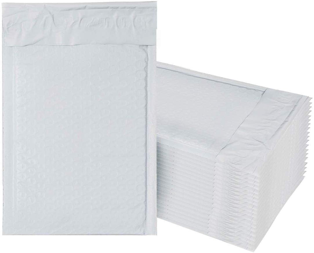 White Poly Bubble Mailers 5x9 Padded Envelopes 5 x 9. Pack of 25 Poly