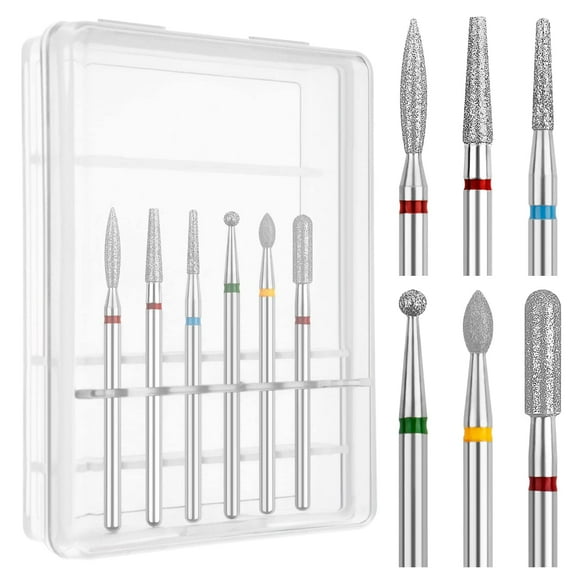 Rolybag Nail Drill Bits Cuticle Drill Bit for Nail Set 3/32 Diamond Drill Bit for Nail Professional Cuticle Clean Nail Drill Bit Safety Remove Cuticle Dead Skin Cleaner Tool(6 styles)