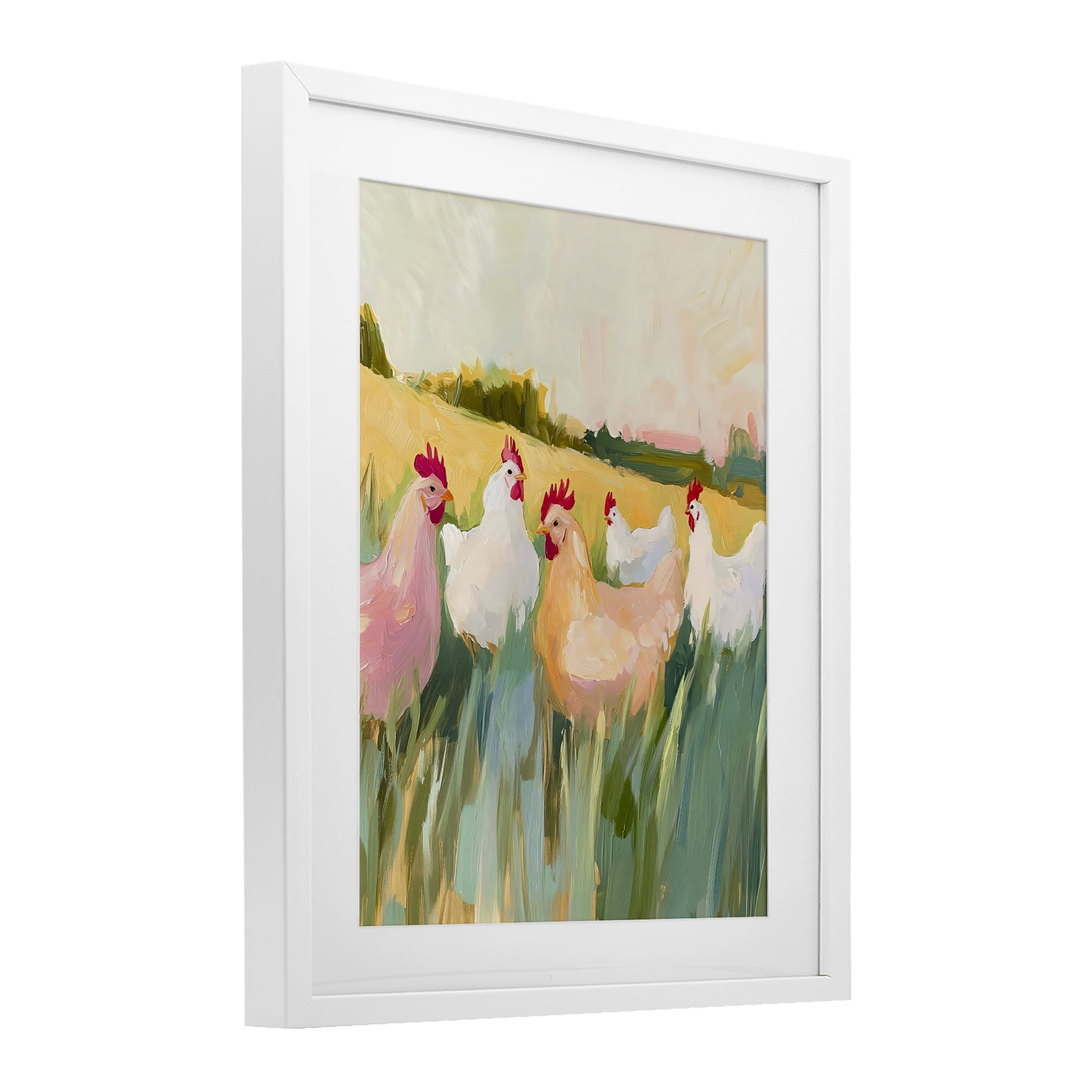 Stupell Industries Sunlit Flock of Chickens White Framed Print Under Glass, design by The Prints Vibe