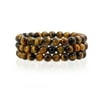 Set Of 3 Brown Tiger Eye Round Bead 8MM Stretch Bracelet for Women Teen for Men Multi Strand Stackable Adjustable
