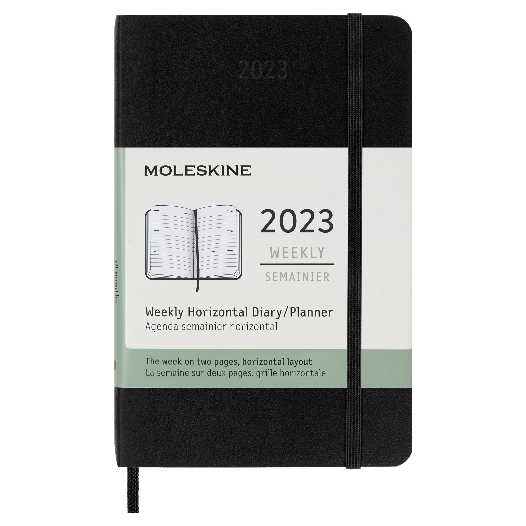 Moleskine 2023 Weekly Horizontal Planner, 12M, Pocket, Black, Soft