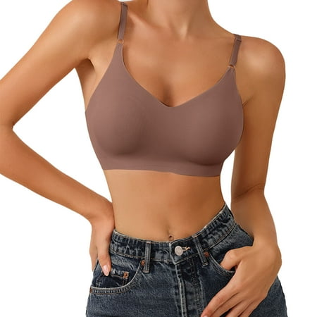 

Akiihool Everyday Bras For Women Women s Wireless T shirt Bra Moisture Wicking Convertible Smoothing Bra Full coverage (Brown XL)