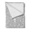 thumbnail image 2 of Damask Soft Flannel Fleece Blanket, Damask Style Antique Floral Motifs Pattern Royal Victorian Design Vintage Leaves, Cozy Plush for Indoor and Outdoor Use, 50" x 60", Grey and White, by Ambesonne, 2 of 5