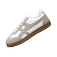 thumbnail image 3 of UDAUDU Women's Retro Gum Sole Fashion Sneakers Lace Up Slip On Detail Casual Retro Walking Shoes 2026 Trendy Casual Tennis-Anti Slip Trainers Gray 7 Wide, 3 of 5