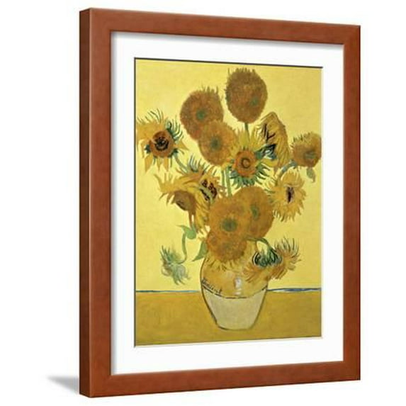 Vase of Fifteen Sunflowers, c.1888, Botanical Seasons Framed Art Print Wall Art by Vincent van Gogh
