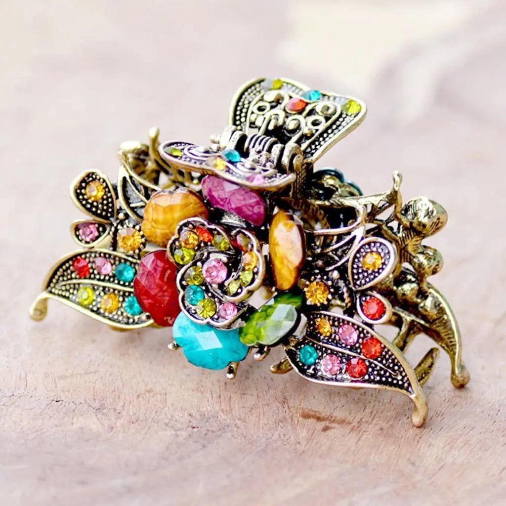 4 Antique Flower Shaped Hair Clips