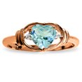 thumbnail image 2 of Galaxy Gold 14K Rose Gold 0.96 CTW Natural Diamonds and Heart-Shaped Blue Topaz Ring - December Birthstone - Communication & Serenity - Sizes 5.5 to 11 - Fine Jewelry for Women, 2 of 2