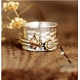 thumbnail image 2 of Womens Two Tone Electroplated Alloy Ring with Bee and Flower Design Wide Band Fashion Jewelry Insect Ring for Women Statement Ring, 2 of 5