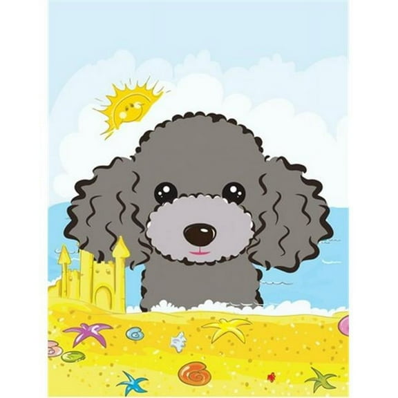 Silver Gray Poodle Summer Beach Flag Garden