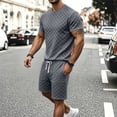 thumbnail image 5 of Gytharion 2 Piece Classic Summer Outfits for Men Round Neck Short Sleeve T-shirt with Elastic Waist Shorts Sets Soild Color Casual Sets, 5 of 8