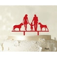 thumbnail image 1 of Wedding Cake Topper With Child And Pets Family Silhouette Cake Topper Decoration Cake Color Option Available 6-7 Inches Wide, 1 of 1