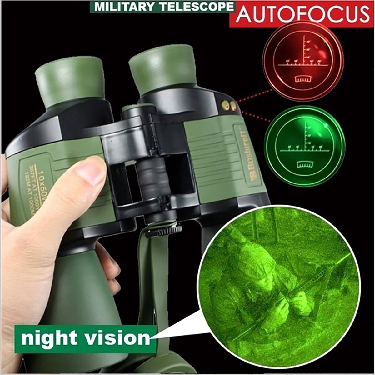 10x50 Binoculars Army Military Telescope Night Vision Reconnaissance