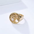 thumbnail image 4 of PAURO Tree of Life Rings for Women Silver Gold Plated Stainless Steel Circle Size 5 Personalized Statement Cubic Zirconia Dainty Elegant Signet Promise Charm Jewelry Gold Size 9, 4 of 6
