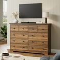 thumbnail image 5 of YouTrend 55.1" Wide Dresser for Bedroom, 10 Drawer Dresser with Large Drawers, Dresser for TVs Up to 65",Brown, 5 of 8