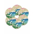 thumbnail image 7 of 13 Inch Round Placemats Set of 6, Teal Brown Mountain Non Slip Heat Insulation PP Table Mats, Farmhouse Cherry Blossoms Cranes Washable Place Mats for Kitchen Dining Party Table Decor, 7 of 7