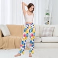 thumbnail image 4 of Dailycode Women's Pajama Pants Wide Leg Lounge Pj Bottoms With Pockets Abstract Paint Spots, 4 of 7