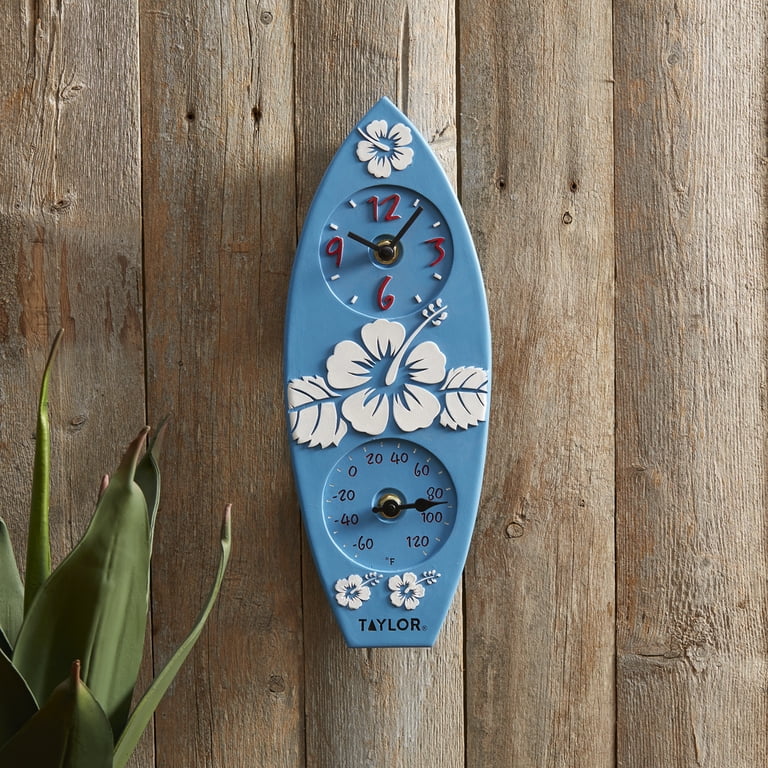 Taylor Precision Products 12-inch Surfboard Clock with Thermometer