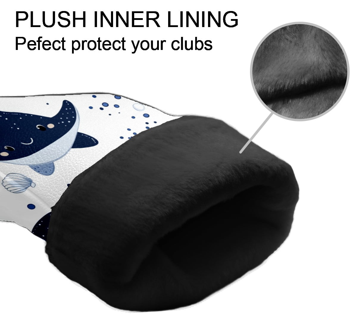 Golf Club Covers PU Leather Waterproof Head Covers for Fairway Woods Hybrids Bat Fish