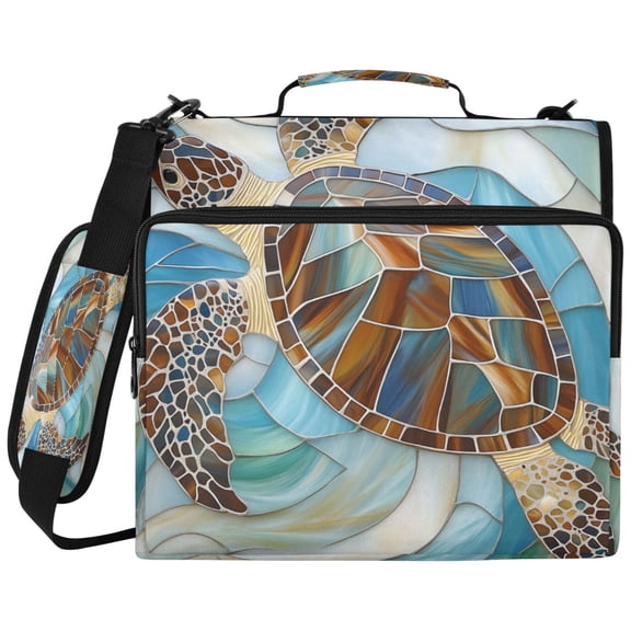 ALAZA Zipper Binder Art Sea Turtle Pattern 2 inch 3 Ring 500 Sheet Capacity Trapper Keeper File Folder Organizer Bag