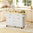 thumbnail image 2 of HOMCOM 55" Kitchen Island with Power Outlet & Drop Leaf Kitchen Cart White, 2 of 10