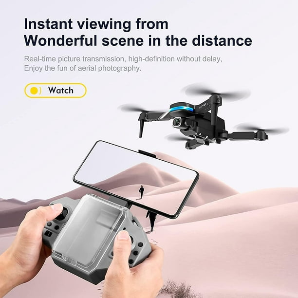 Orange-Drone Pliant avec Caméra pour Enfant et Adulte, Quadrirotor