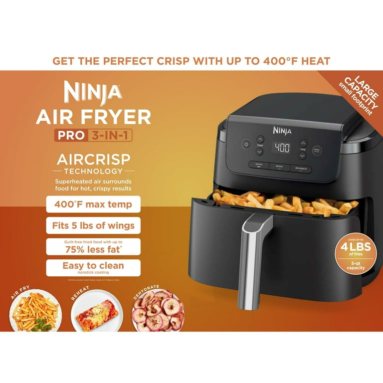Free Shipping! Ninja Air Fryer Pro XL 5 Qt Black with Air Crisp