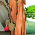 thumbnail image 1 of Vestido Casual De Talla Grande, Vestido Suelto De Manga Corta Con Cuello En V Plisado Para Mujer, 1 of 4