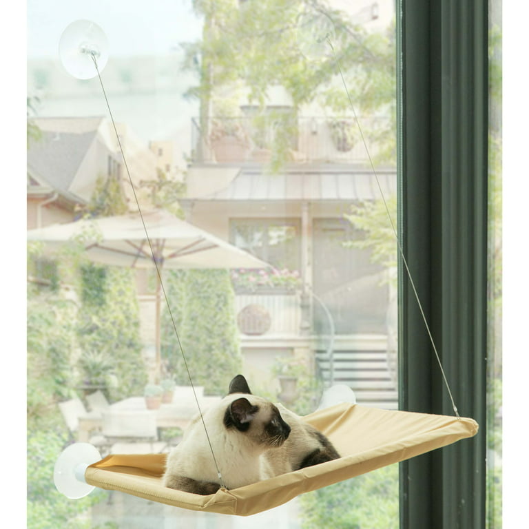HEQUSIGNS Cat Sill Window Perch, Cat Window Perch with Wood Frame for Large  Cats, Adjustable Cat Window Bed for Windowsill, Bedside, Drawer and  Cabinet(White) 