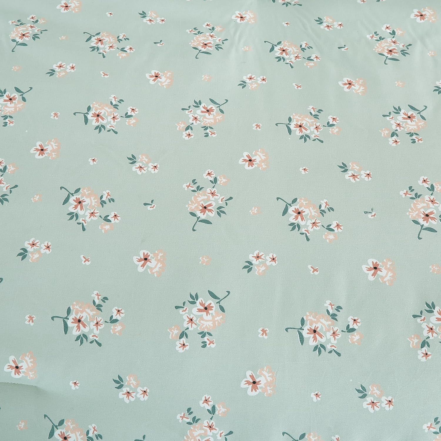 Chezmoi Collection Thistle 2-Piece Tranquil Floral Comforter Set Twin, Soft Green White Floral Printed Microfiber Lightweight Bedding Set for All season