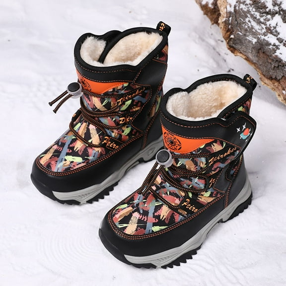 Ulitacool Girls Boots Children Boots Boots Girls Boys Outdoor Boots Non Warm Boots Boots Comfy Soft Feetwear 6-7 Years Black