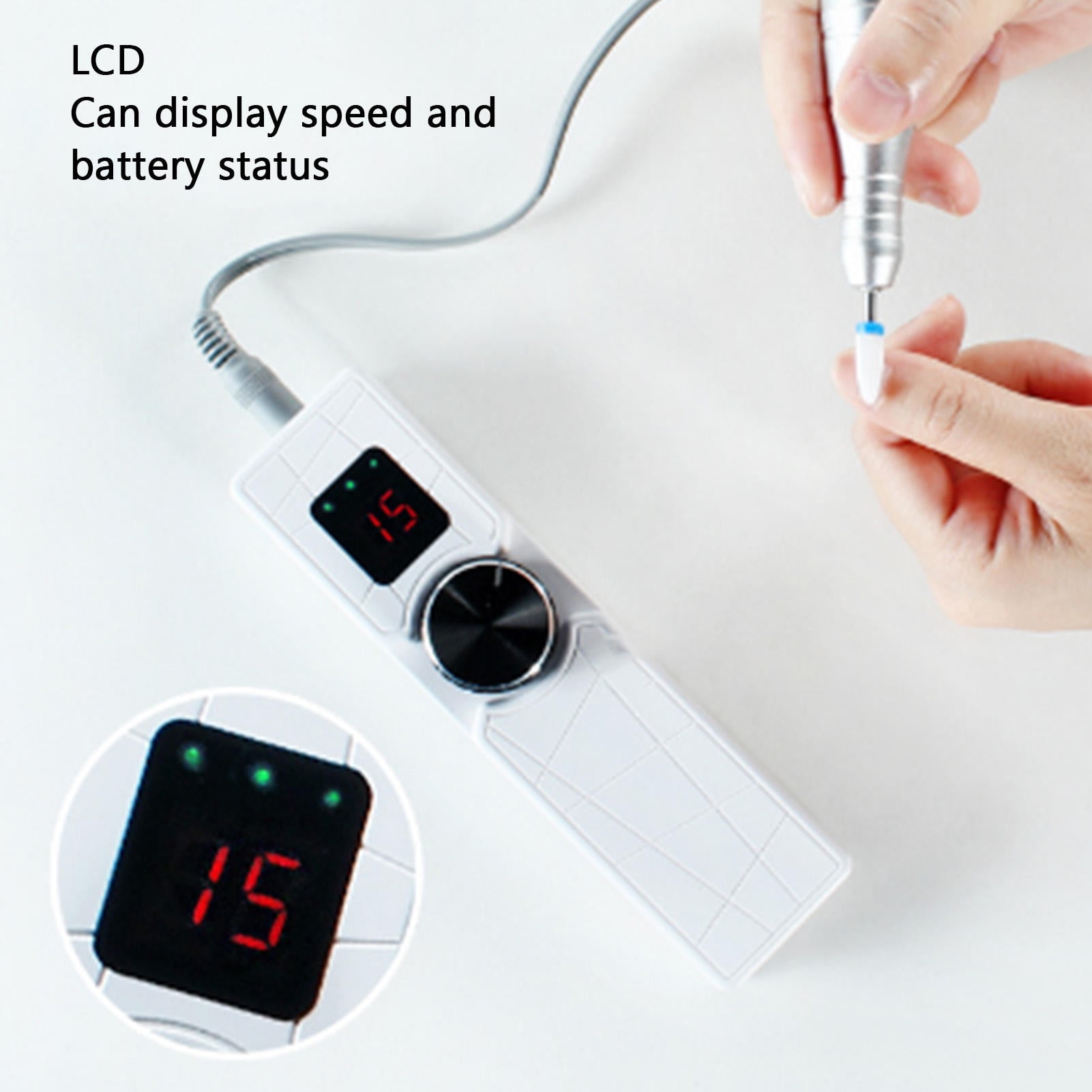 BOKYAN 30,000 RPM Portable Nail Drill Pen with LCD Speed Display, Rechargeable USB Battery, Ergonomic Locking Handle – Ideal for Manicure & Pedicure