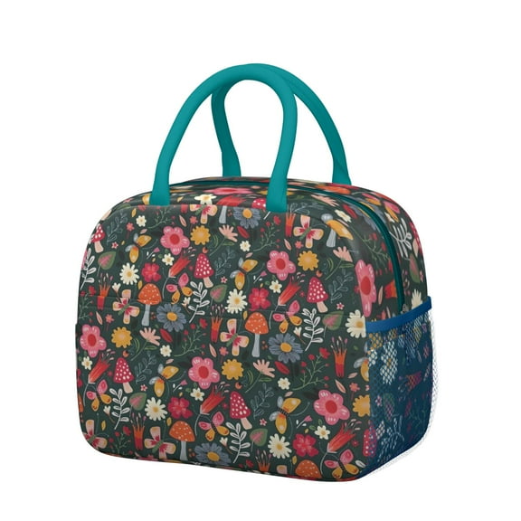 Womens Pioneer Flower Floral Print Pattern Lunch Box for Work,Insulated Lunch Bag for Women,Loncheras Para Mujer,Leakproof Adult Lunch Bag for Work,Beach,Travel,Picnic,Camping